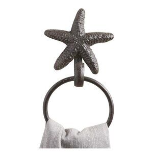 47th & Main Coastal Décor Cast Iron Towel Ring Holder, 4.25" L x 2.75" W x 10" H